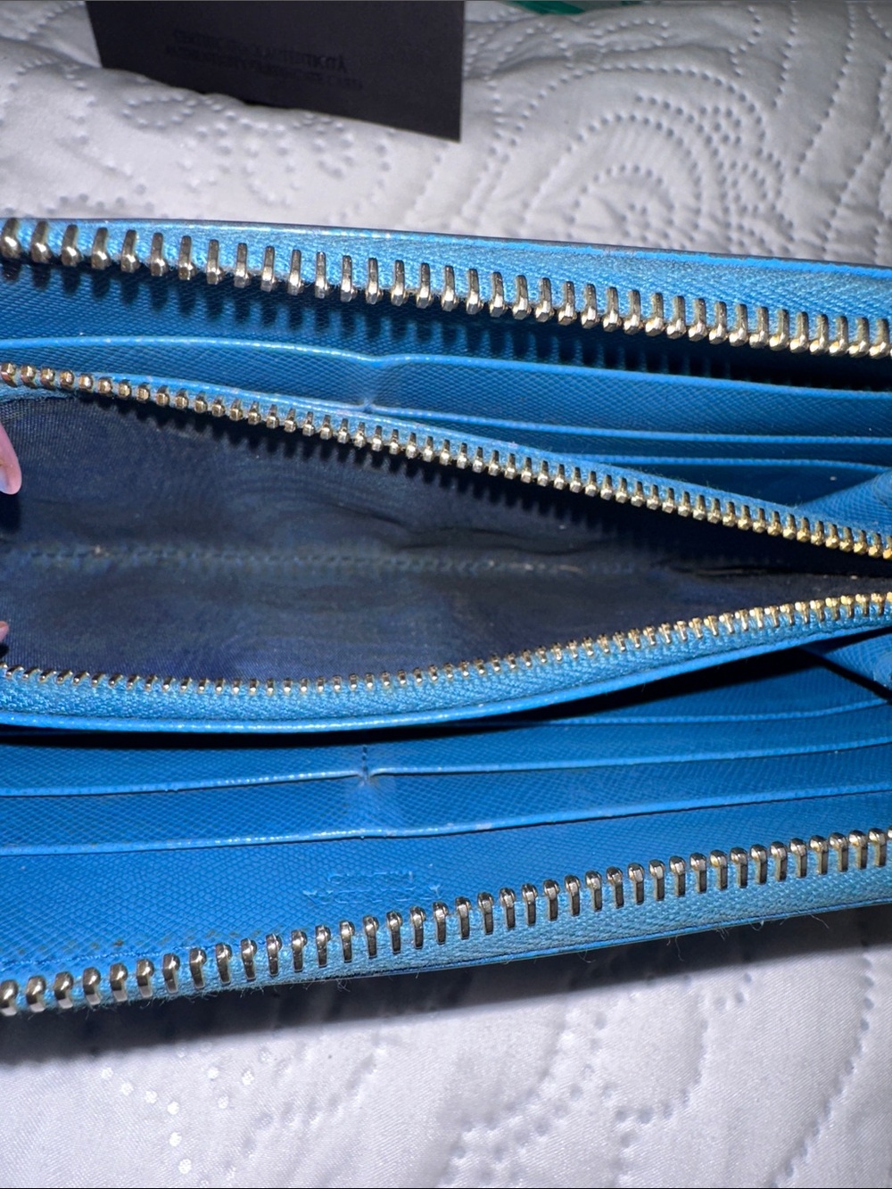 Prada Saffiano Zip Wallet in Blue with Silver Logo - Picture 11 of 11